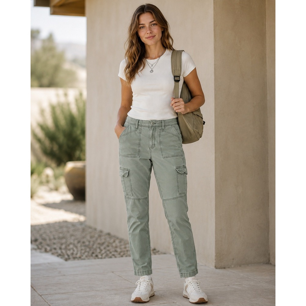 LL Bean Favorite Fit Cargo Pants Y2zk Sage Green Size 8/M Utility Field Trousers